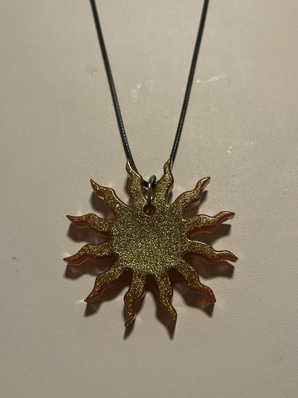 Gold Glitter Sunburst Necklace for Women